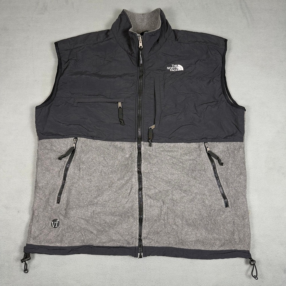 The North Face Y2K Denali Fleece Vest Mens XL Gray Black Full Zip Made in USA